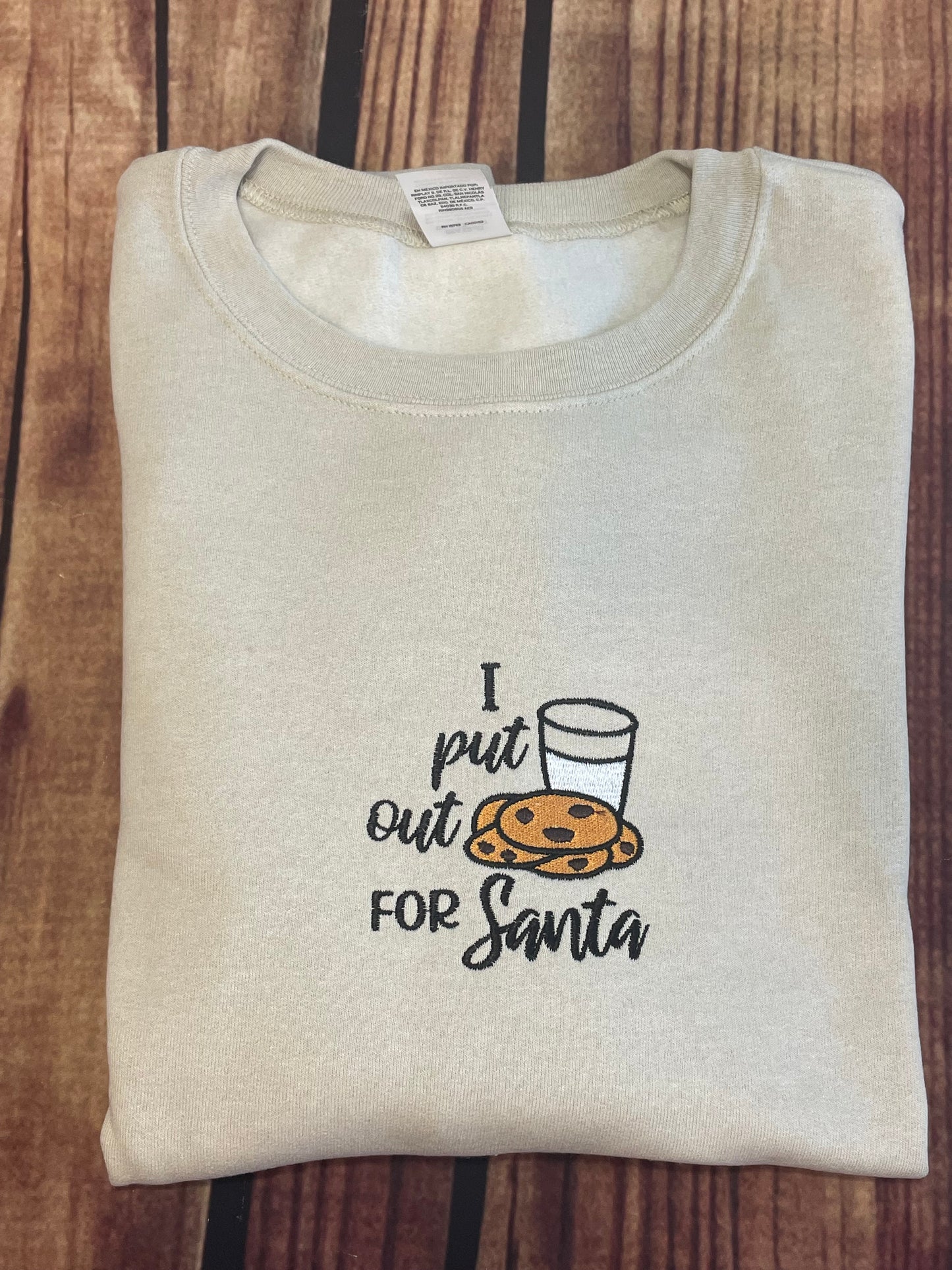 Custom Embroidered Womens I Put Out For Santa Adult Humor Sweatshirt |Santa Cookie Sweatshirt | Holiday Sweatshirt