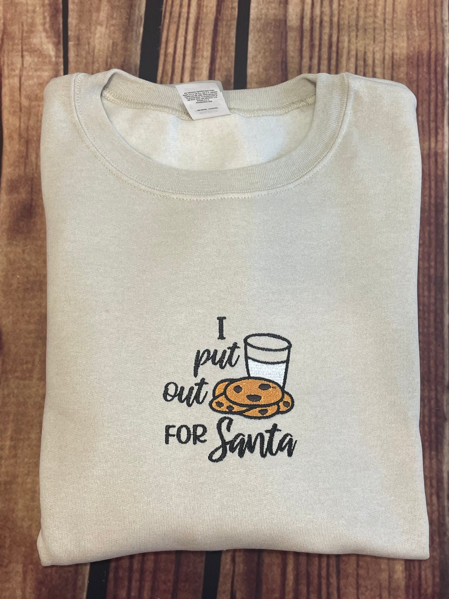 Custom Embroidered Womens I Put Out For Santa Adult Humor Sweatshirt |Santa Cookie Sweatshirt | Holiday Sweatshirt