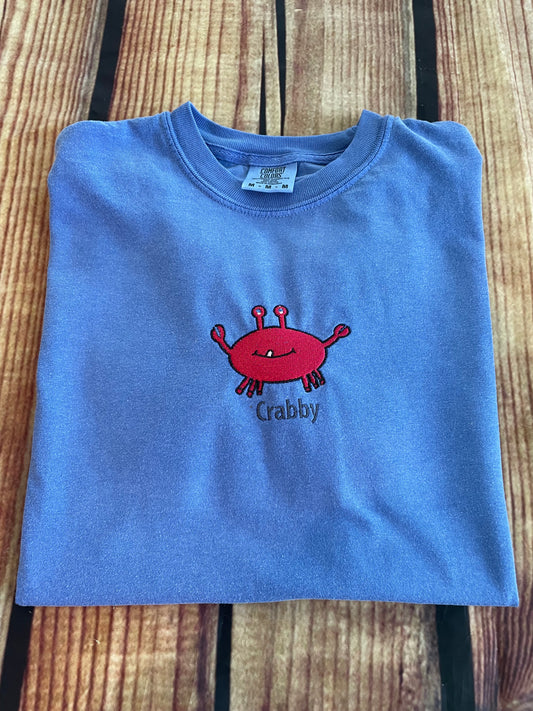 Custom Embroidered Crabby Crab Tshirt | Every Day Gift | Summer Apparel | Beach Crab Shirt | Crab Tshirt | Personalized Birthday Gift