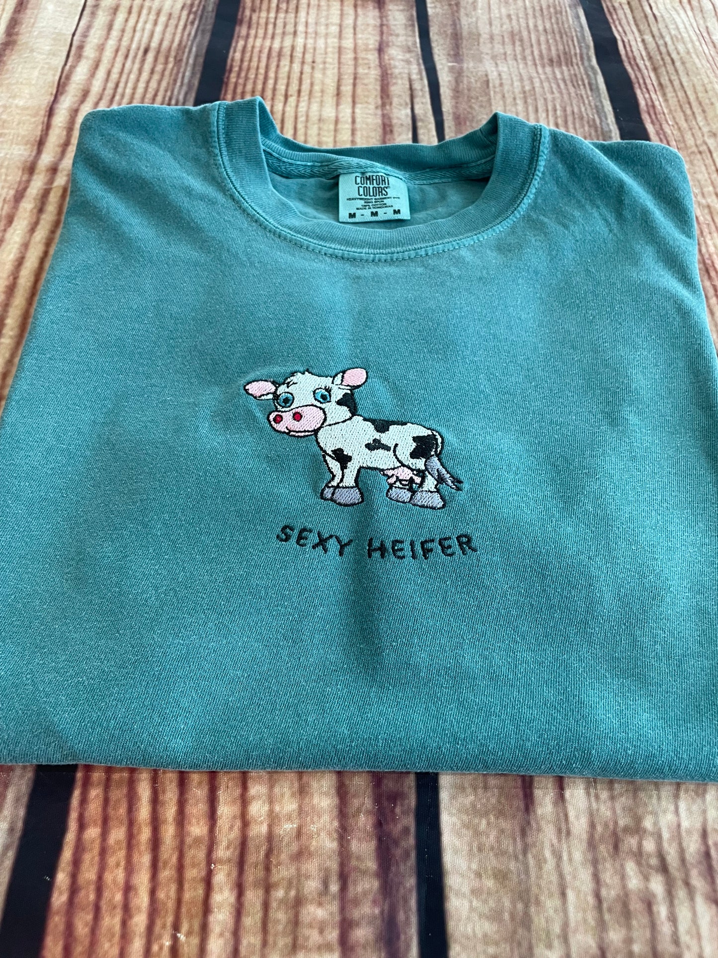 Custom Embroidered Sexy Heifer Cow Tshirt | Every Day Gift | Summer Apparel | Farm Animal Shirt |  Cow Tshirt | Personalized Birthday Gift