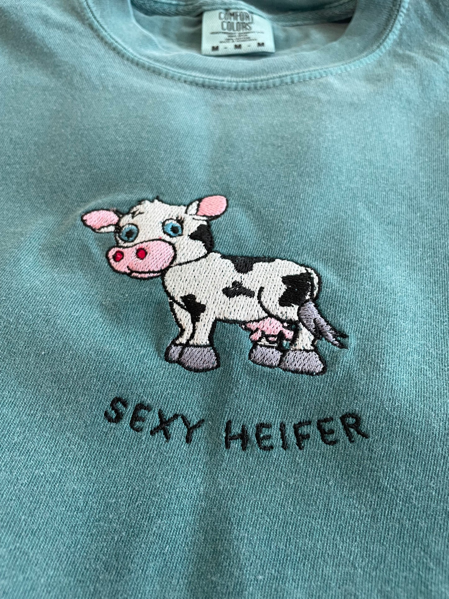 Custom Embroidered Sexy Heifer Cow Tshirt | Every Day Gift | Summer Apparel | Farm Animal Shirt |  Cow Tshirt | Personalized Birthday Gift