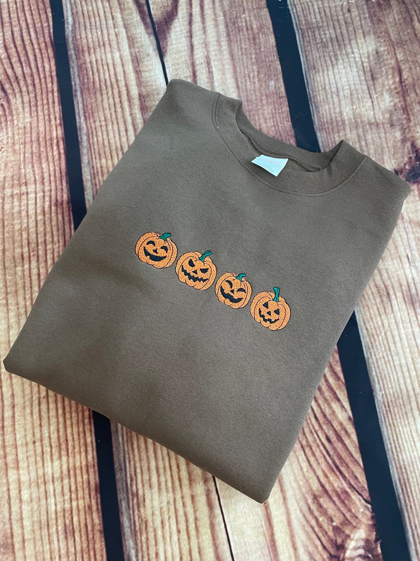 Custom Embroidered Halloween Jack O Lanterns Holiday Unisex Sweatshirt| Holiday Gift | Sweatshirt | Halloween Sweatshirt | Everyday Gift