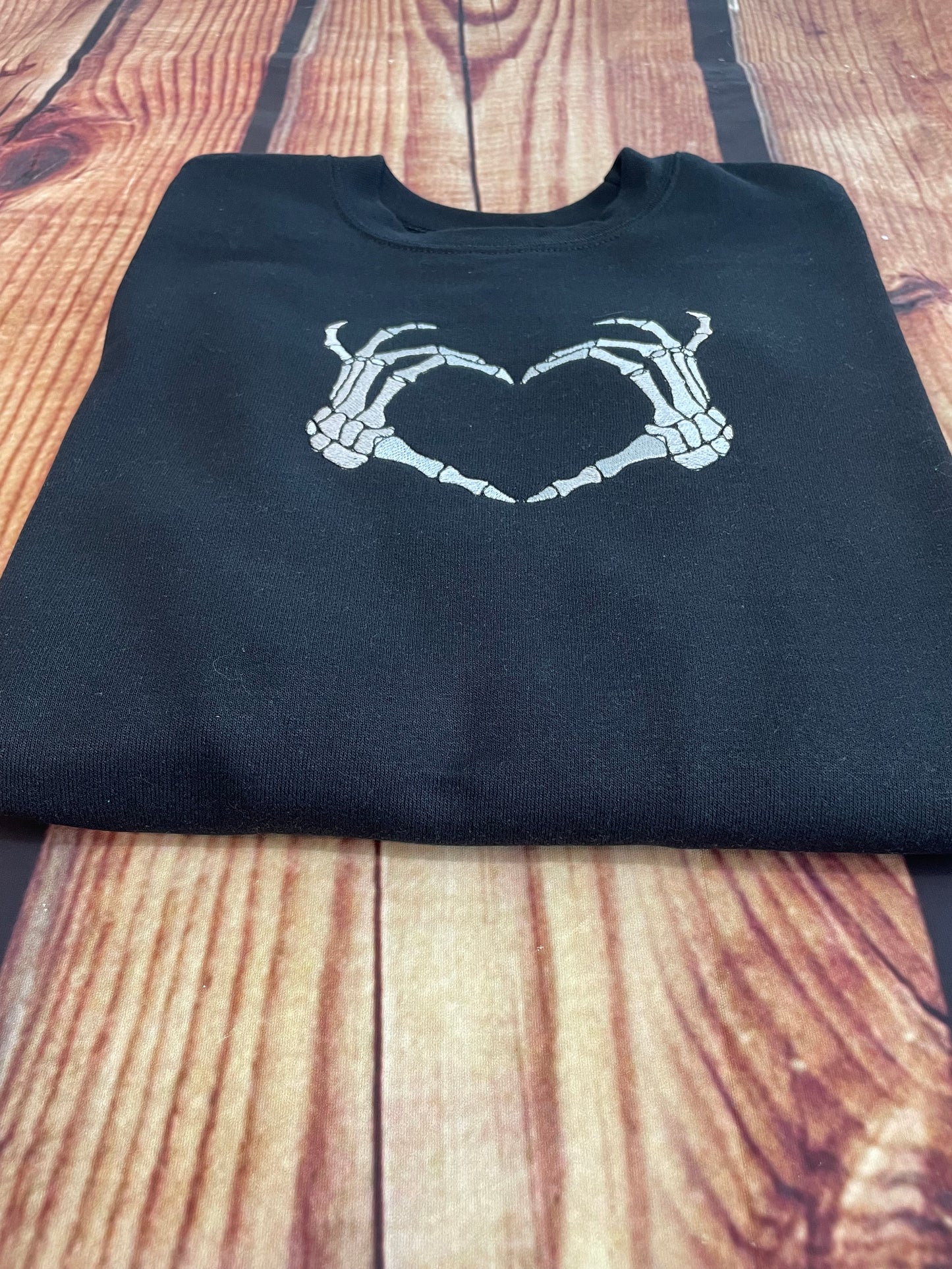 Custom Embroidered Skeleton Love Halloween Sweatshirt | Holiday Sweatshirt | Everyday Gift | Skeleton Bone Sweatshirt