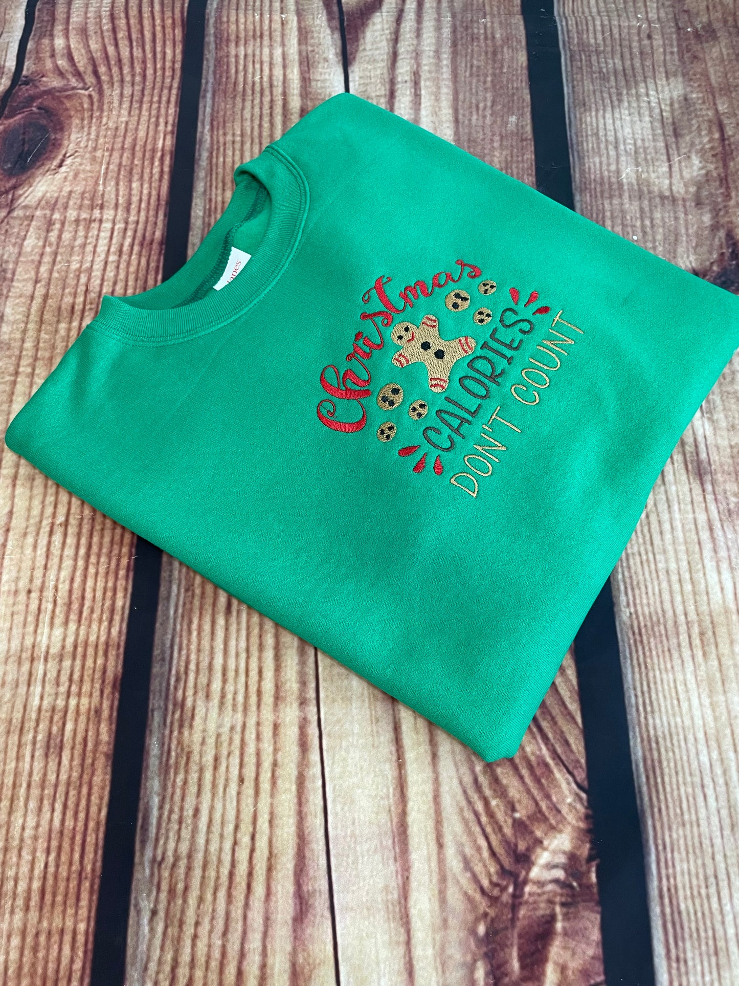 Custom Embroidered Christmas Calories Don't Count Holiday Christmas Sweatshirt | Holiday Sweatshirt | Everyday Gift | Christmas Gift|