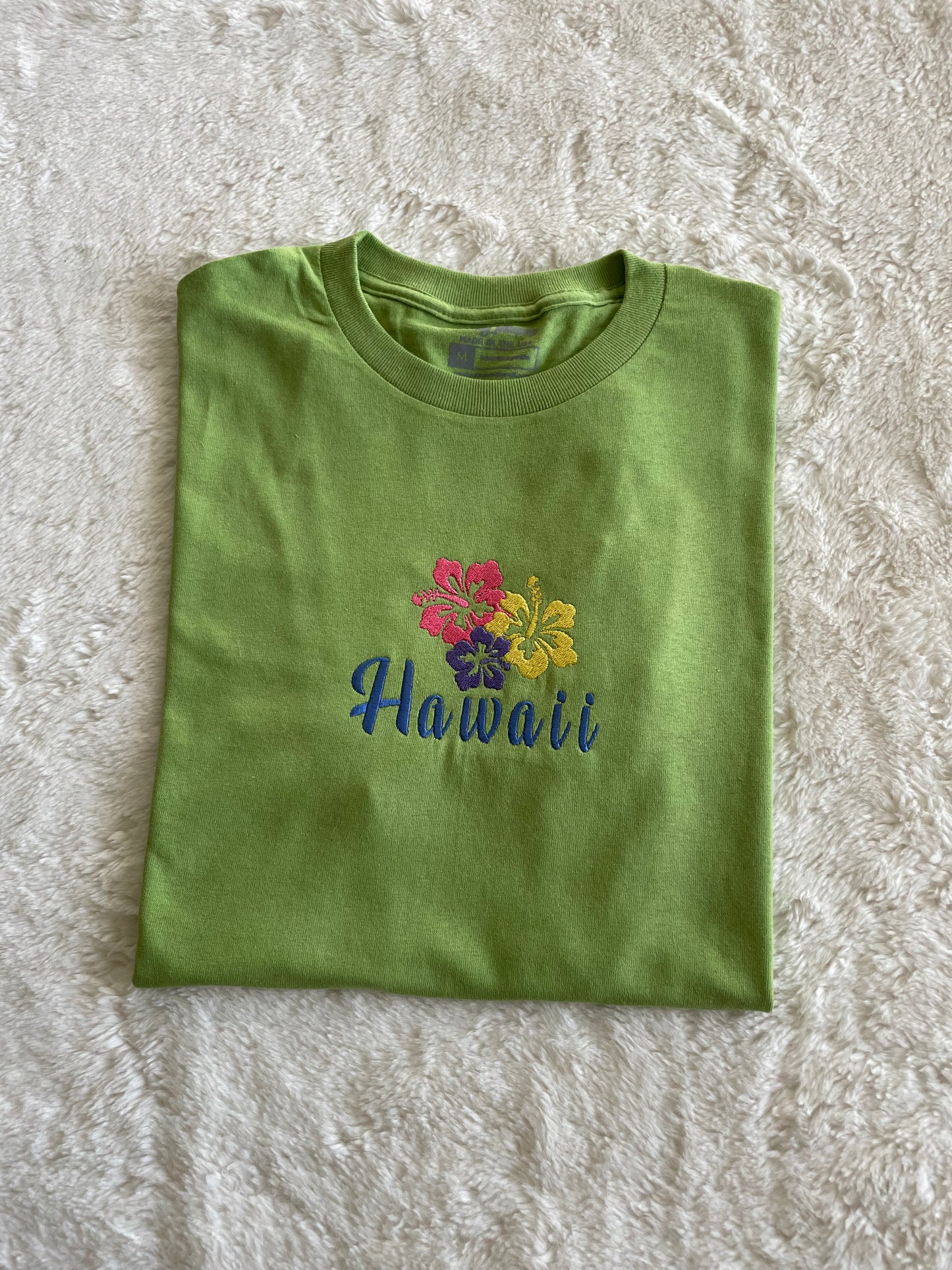 Womens Embroidered Hawaii Flowers Inspired Tshirt