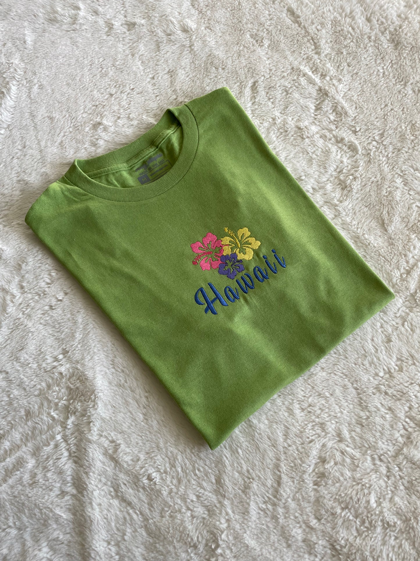 Womens Embroidered Hawaii Flowers Inspired Tshirt