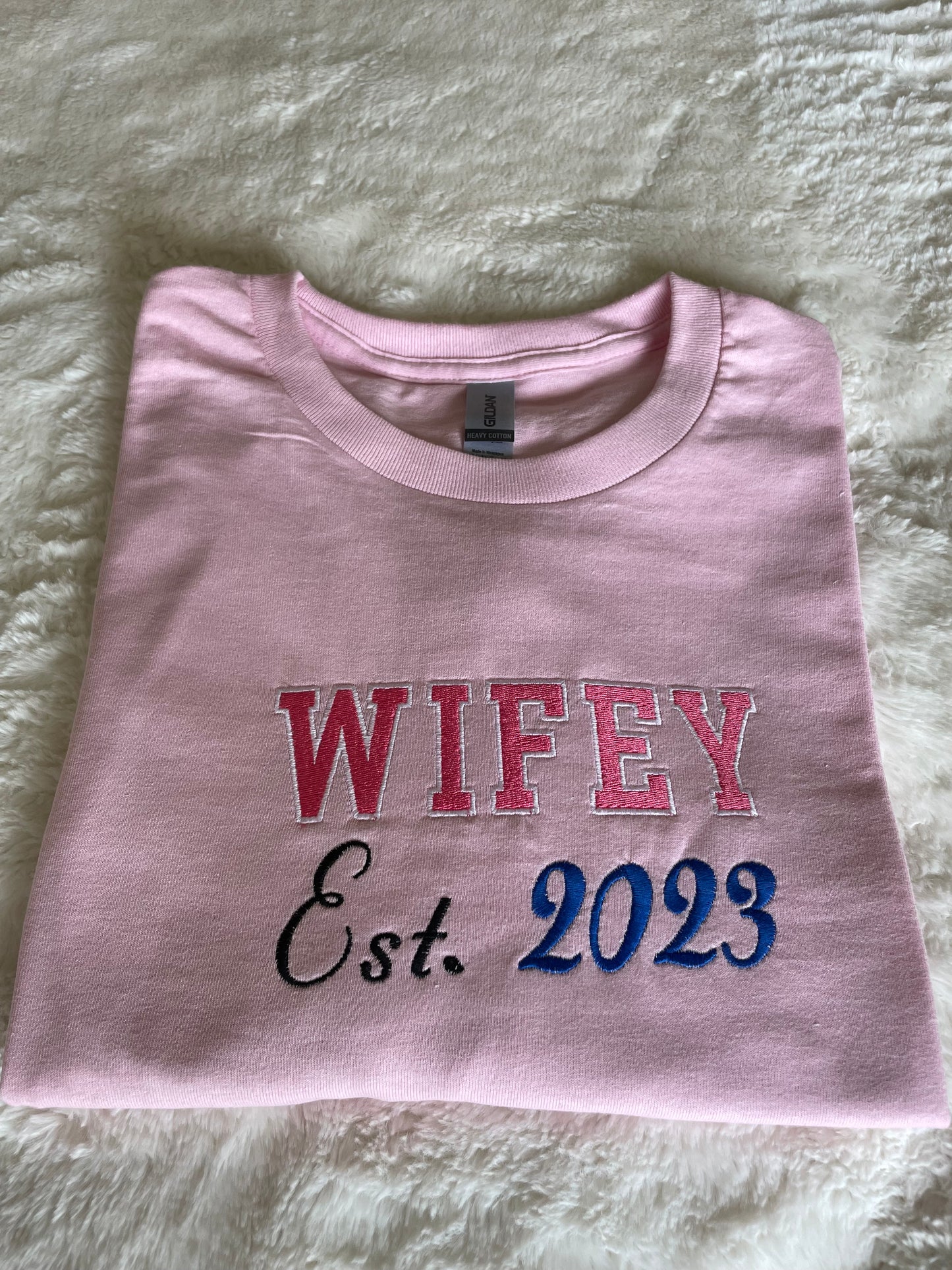 Custom Embroidered Wifey Established Marriage Tshirt | Wifey Tshirt | Everyday Tshirt