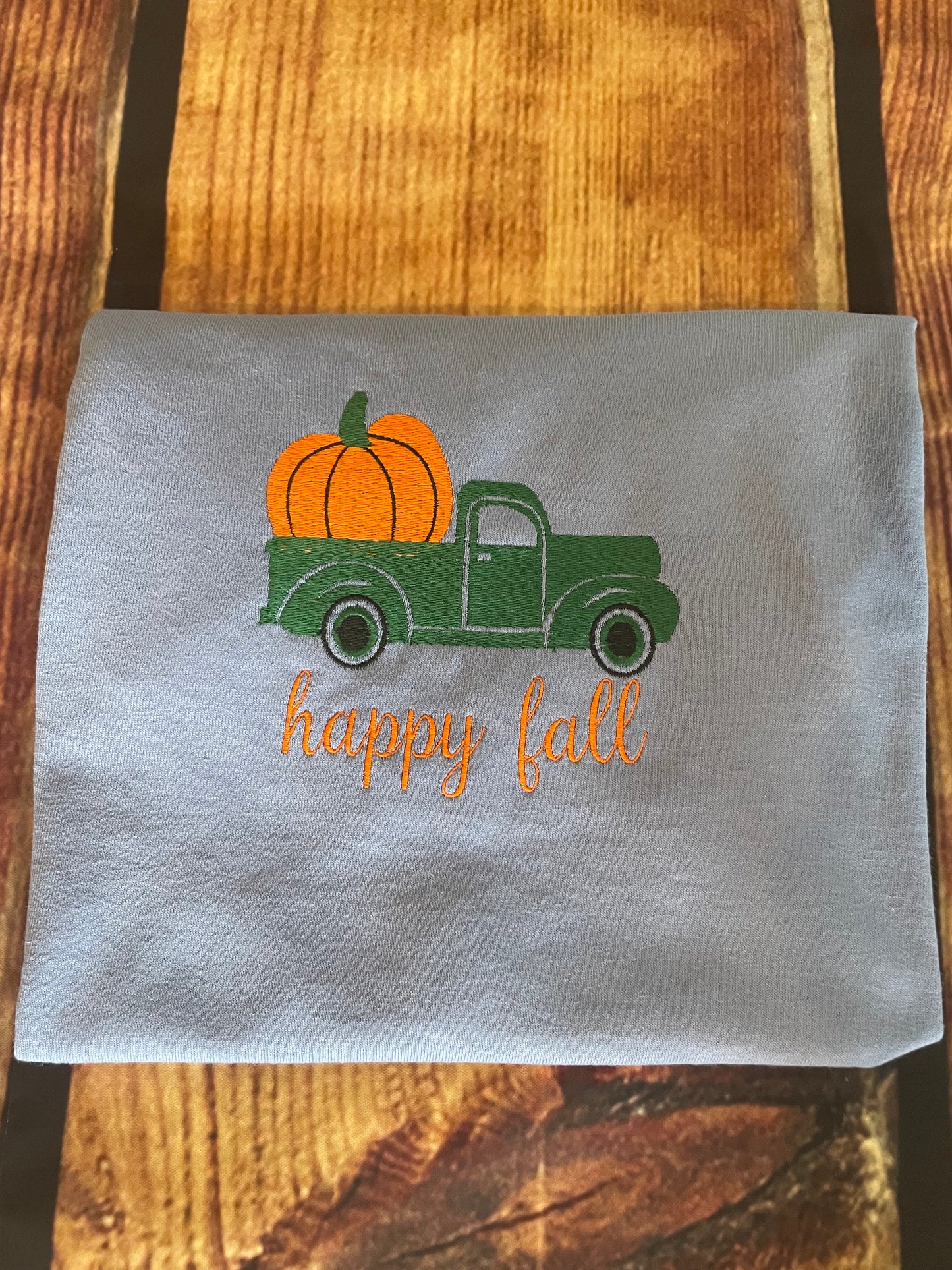 Womens Embroidered Happy Fall Season Tshirt