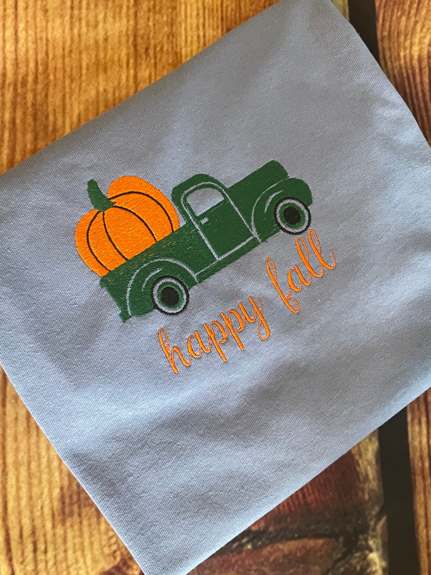 Womens Embroidered Happy Fall Season Tshirt