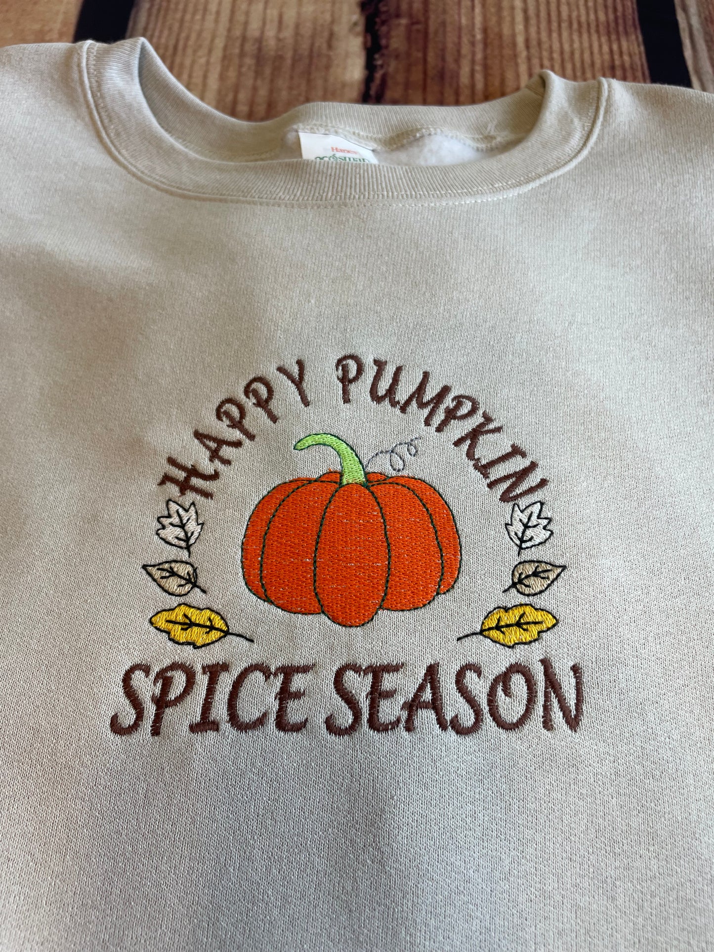 Custom Embroidered Happy Pumpkin Spice Fall Season Sweatshirt