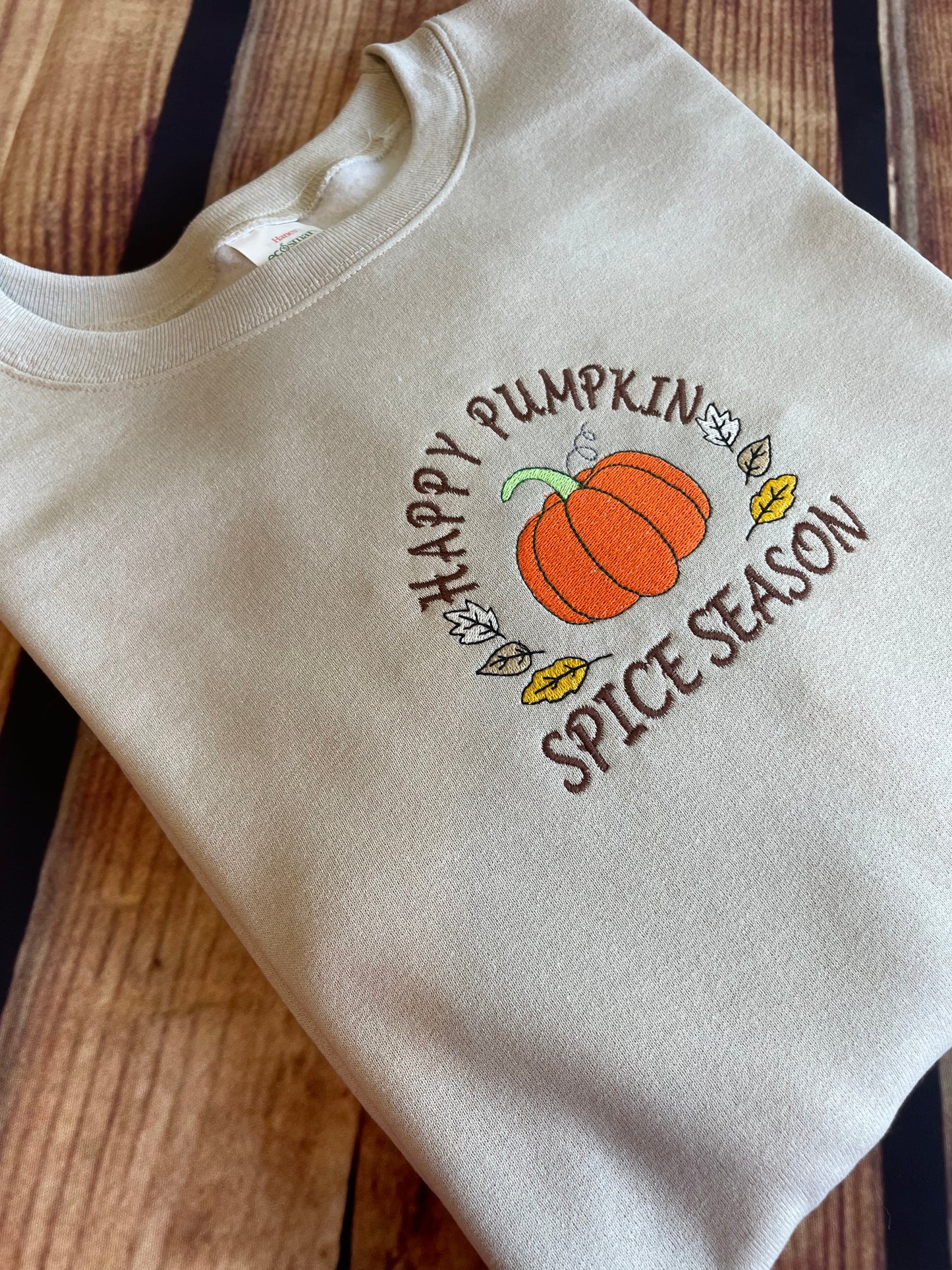 Custom Embroidered Happy Pumpkin Spice Fall Season Sweatshirt