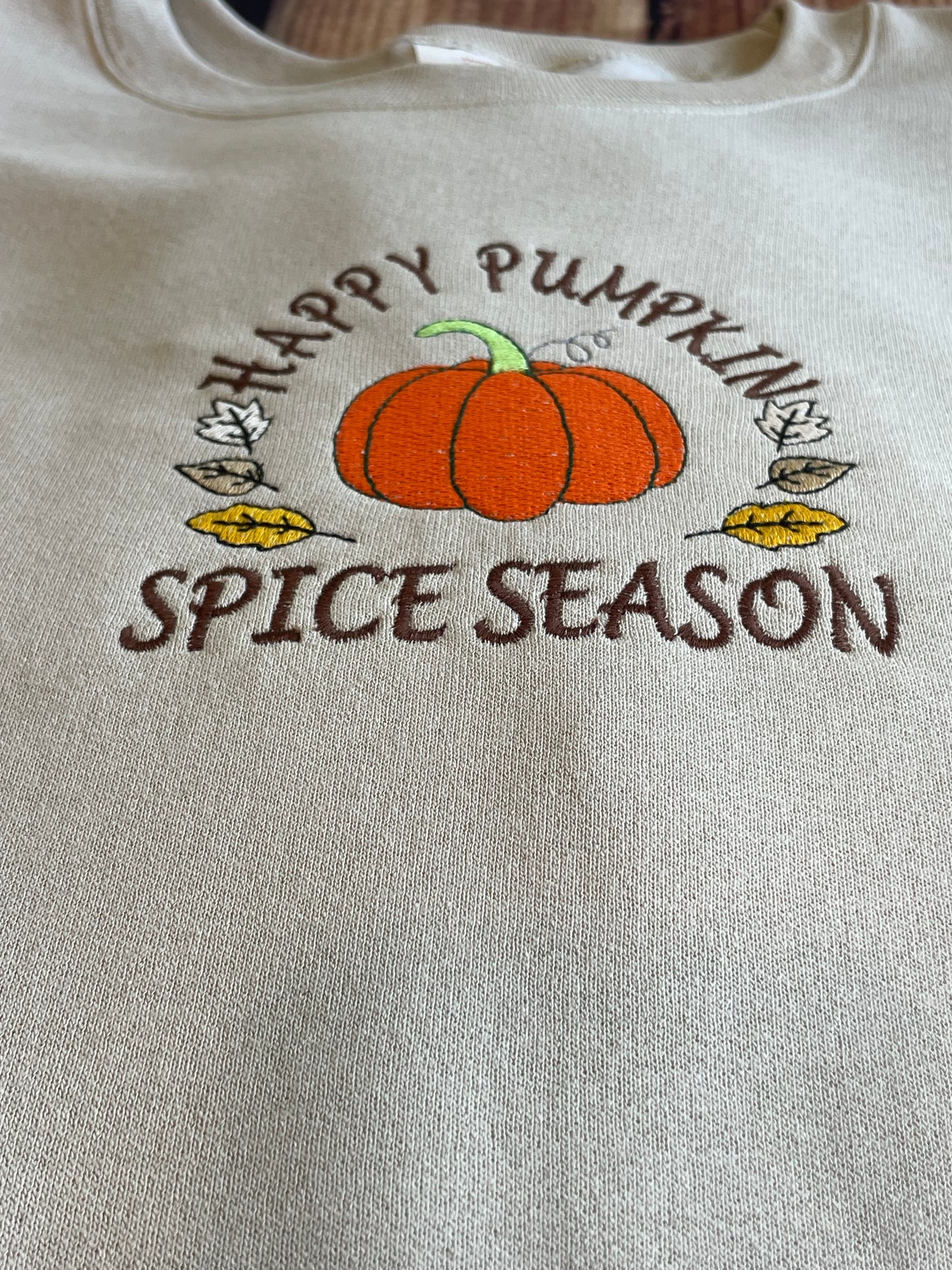 Custom Embroidered Happy Pumpkin Spice Fall Season Sweatshirt