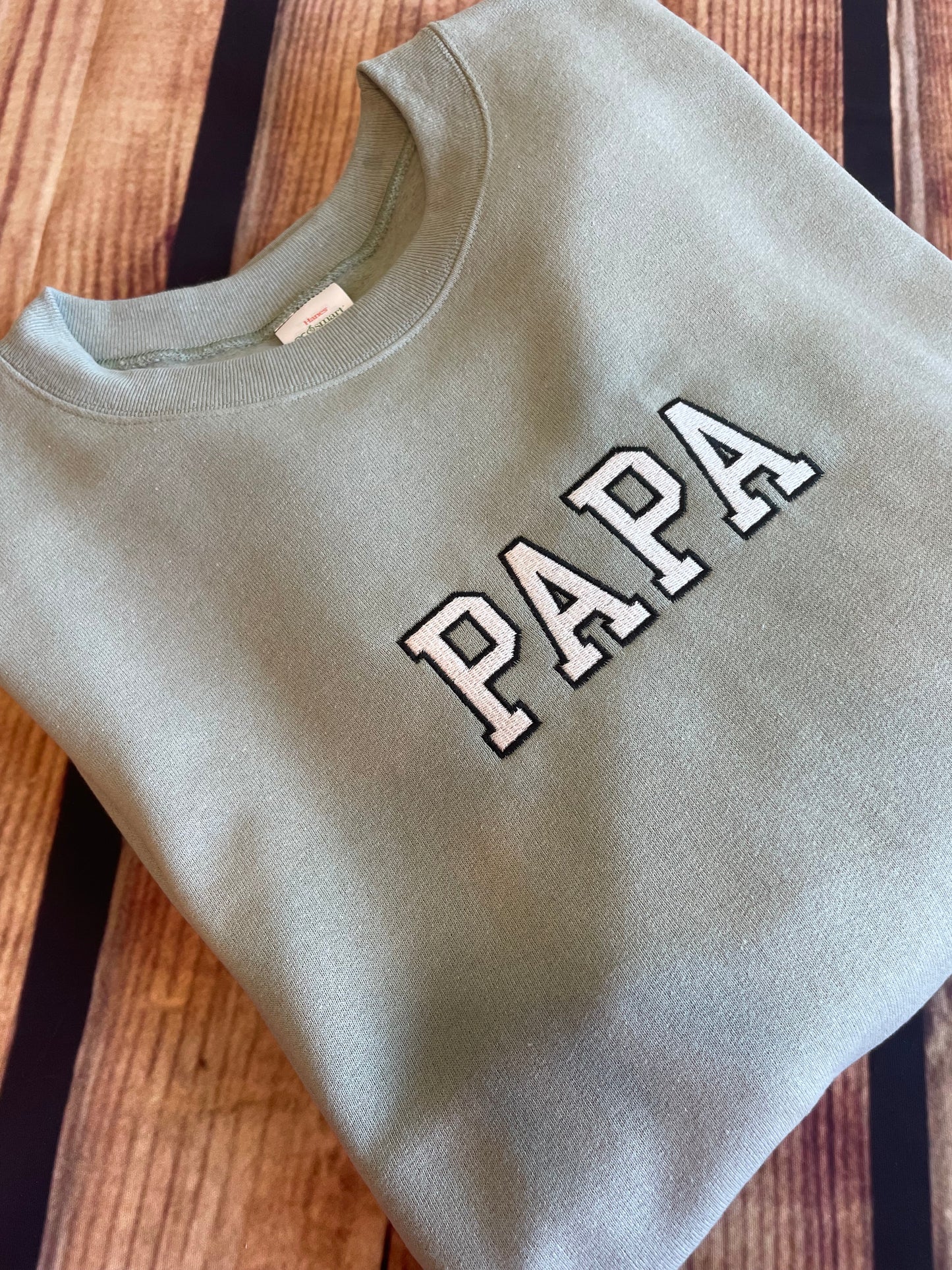 Custom Embroidered Varsity Letter Papa Sweatshirt Hoodie | Embroidered Papa Sweatshirt |Everyday Gift