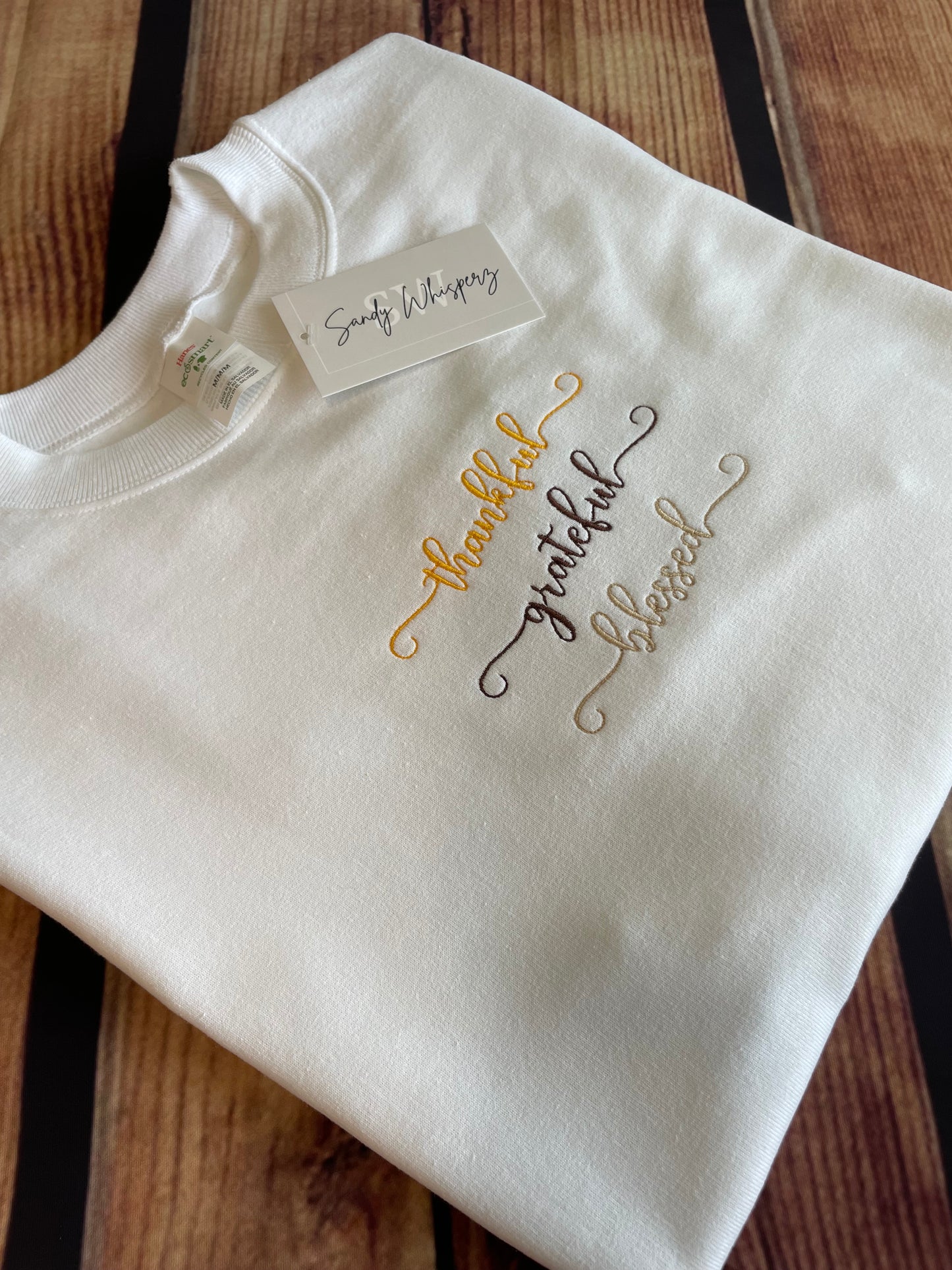 Custom Embroidered Thankful, Grateful and Blessed Fall Thanksgiving Sweatshirt