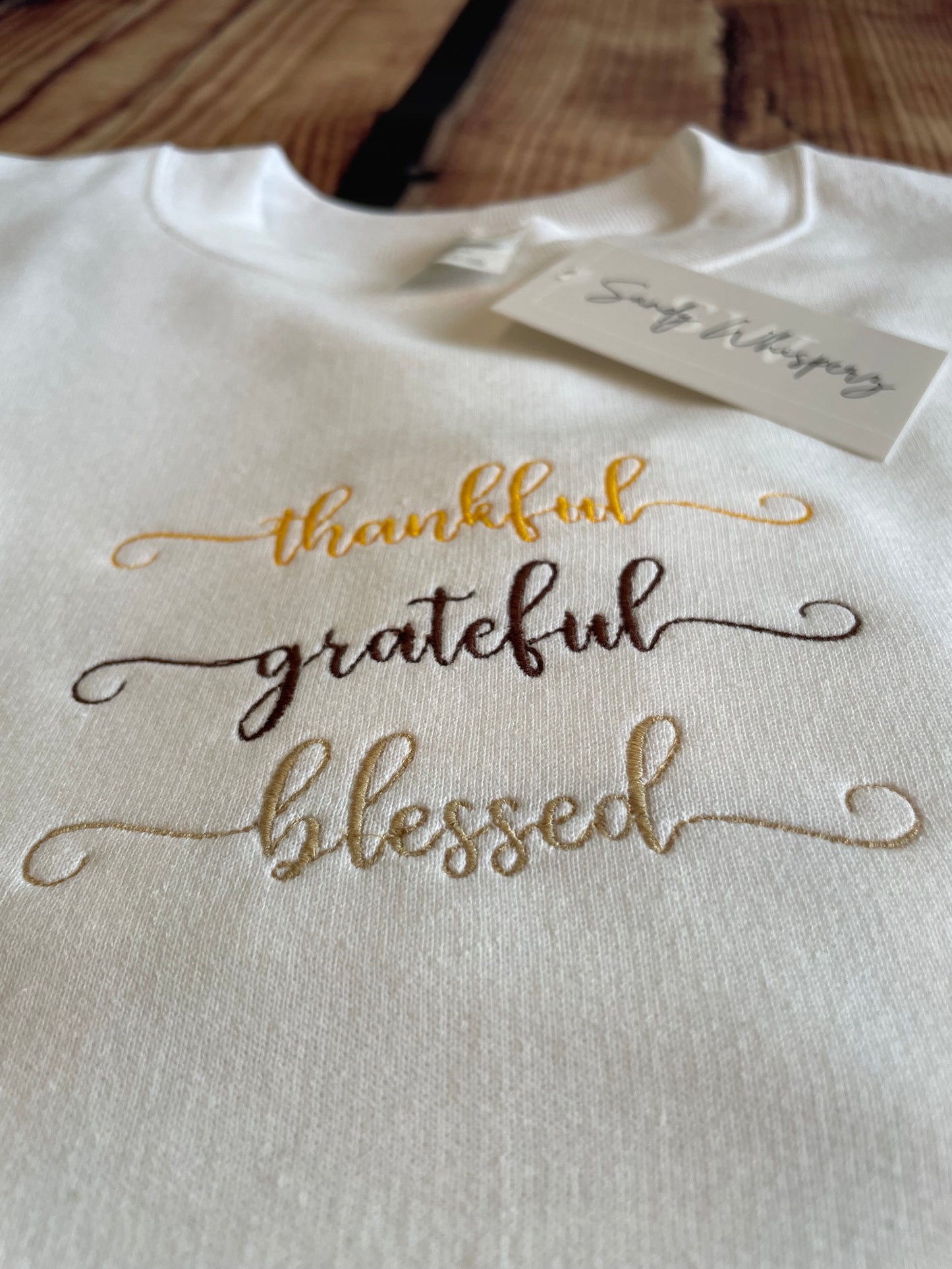 Custom Embroidered Thankful, Grateful and Blessed Fall Thanksgiving Sweatshirt