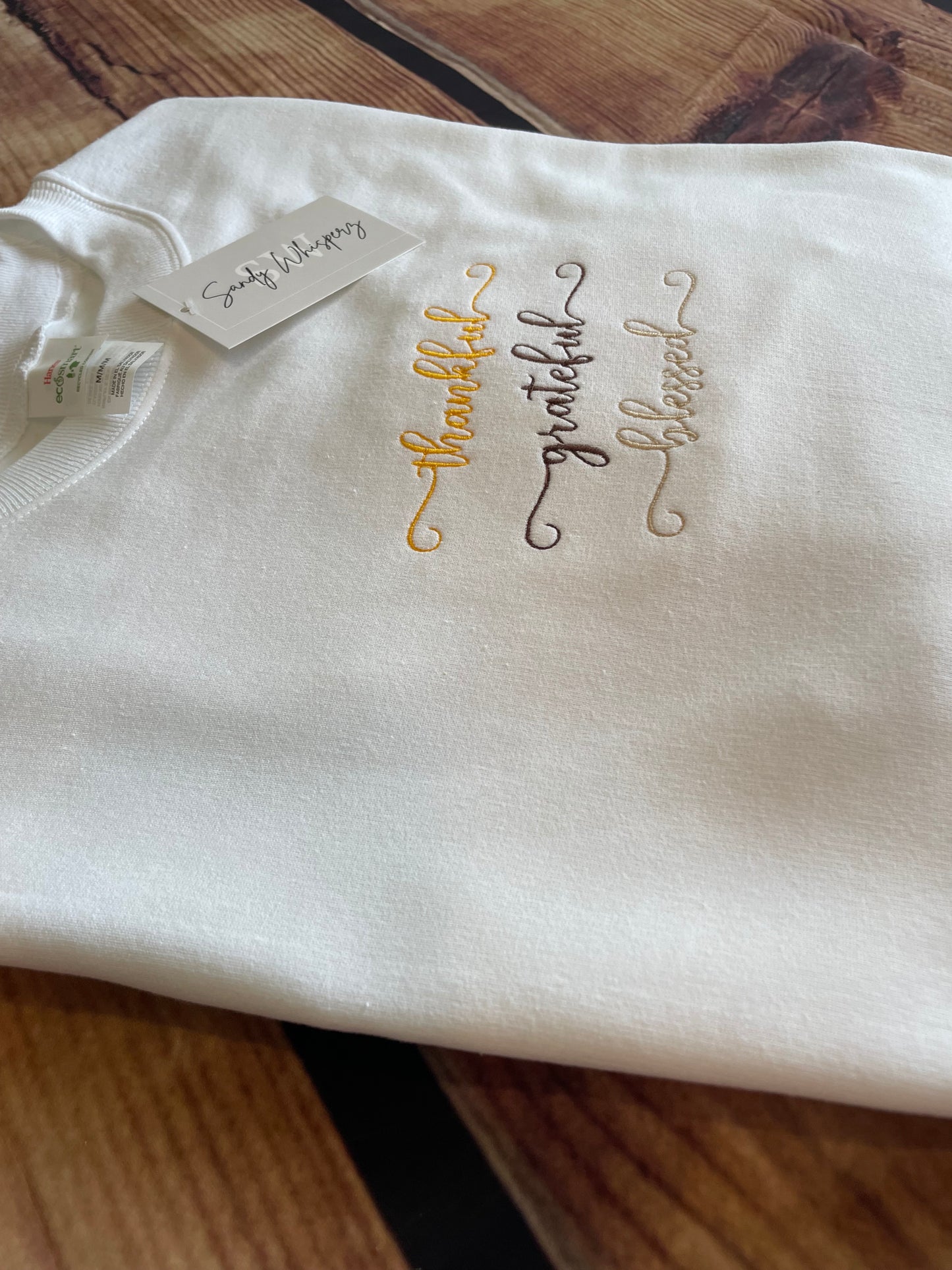 Custom Embroidered Thankful, Grateful and Blessed Fall Thanksgiving Sweatshirt