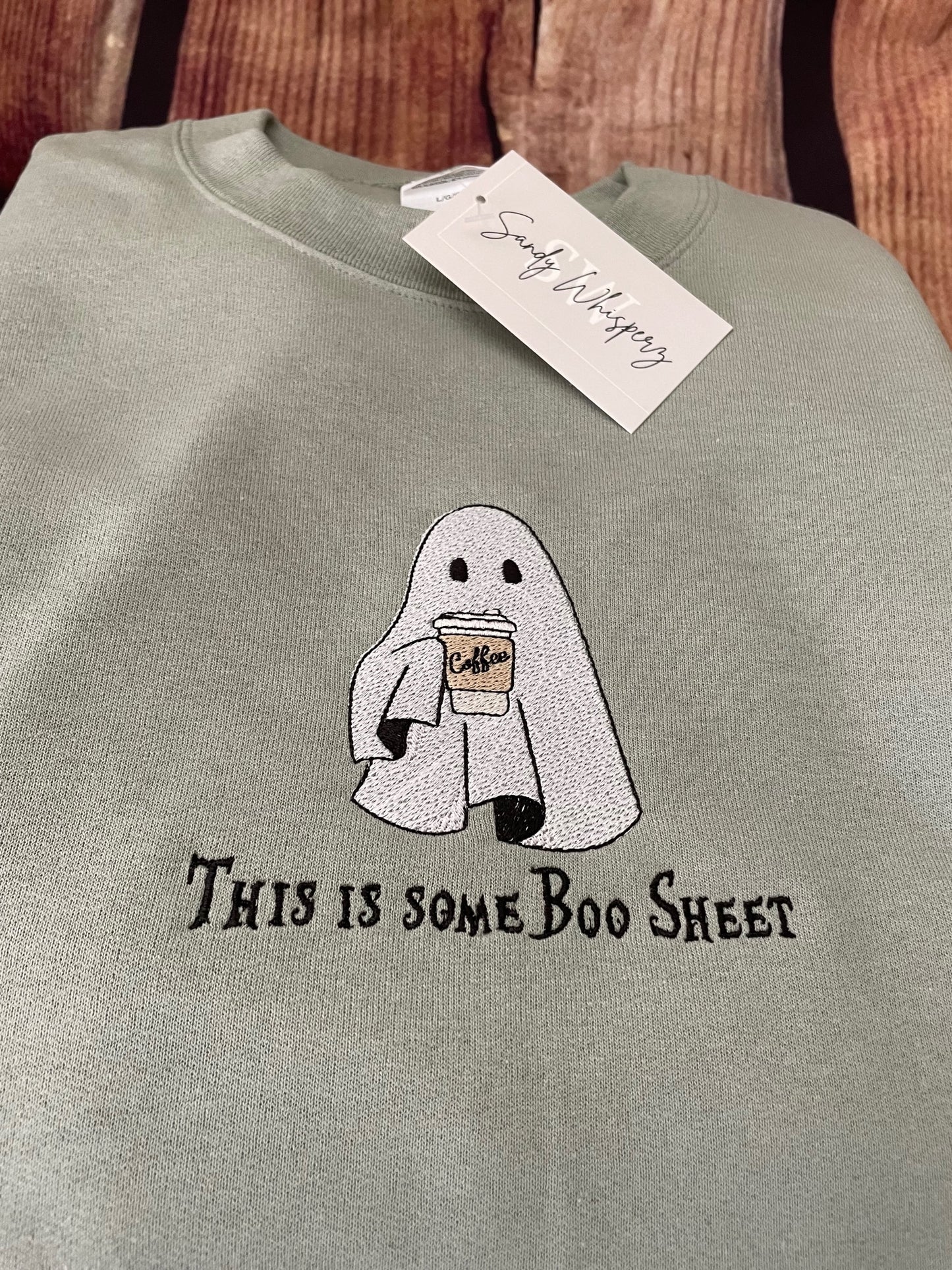 Custom Embroidered This is some Boo Sheet Ghost Halloween Fall Adult Humor Sweatshirt