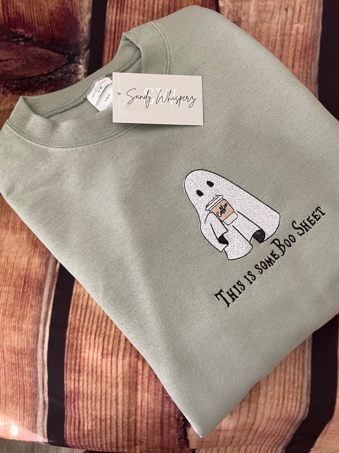 Custom Embroidered This is some Boo Sheet Ghost Halloween Fall Adult Humor Sweatshirt