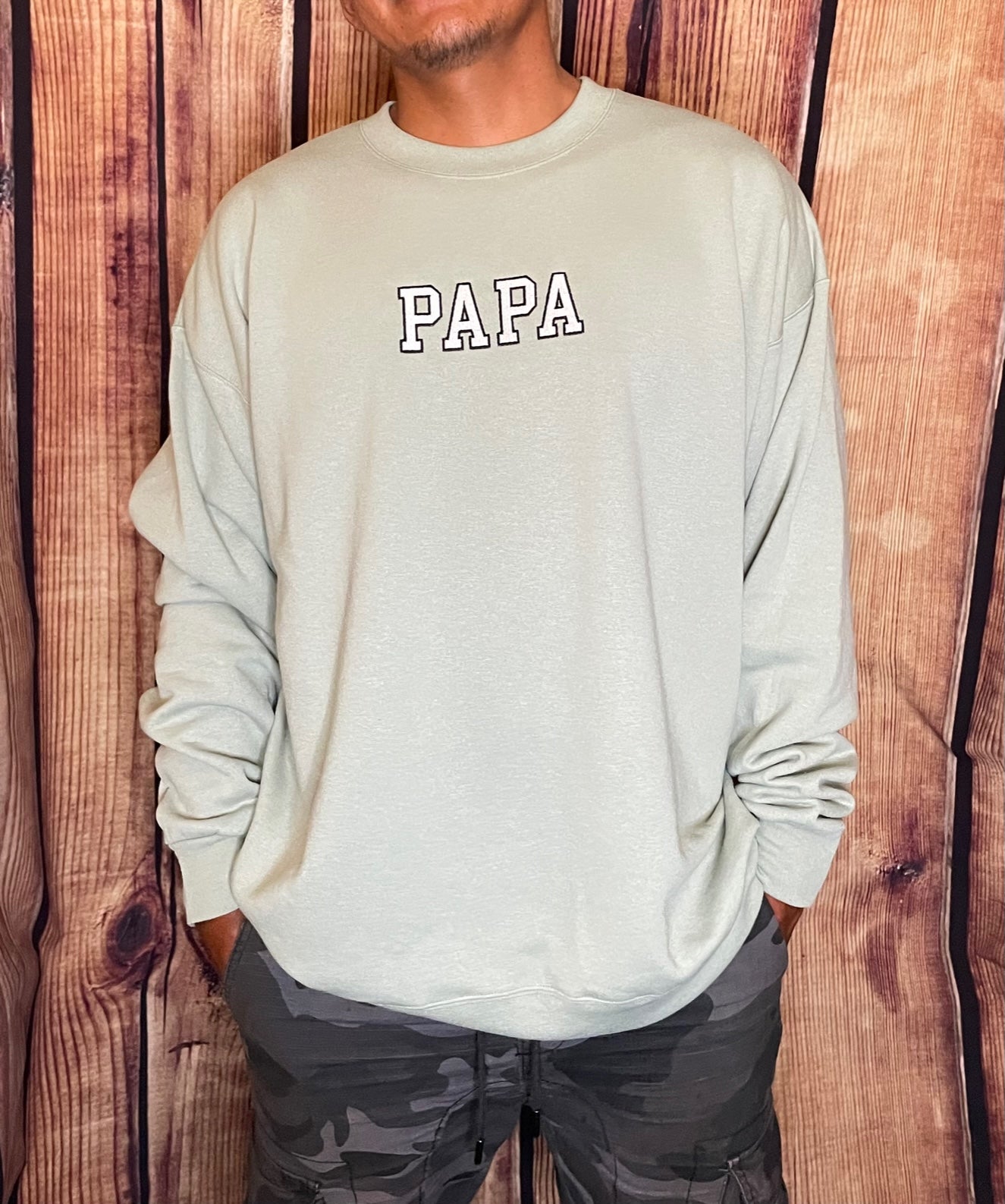 Custom Embroidered Varsity Letter Papa Sweatshirt Hoodie | Embroidered Papa Sweatshirt |Everyday Gift