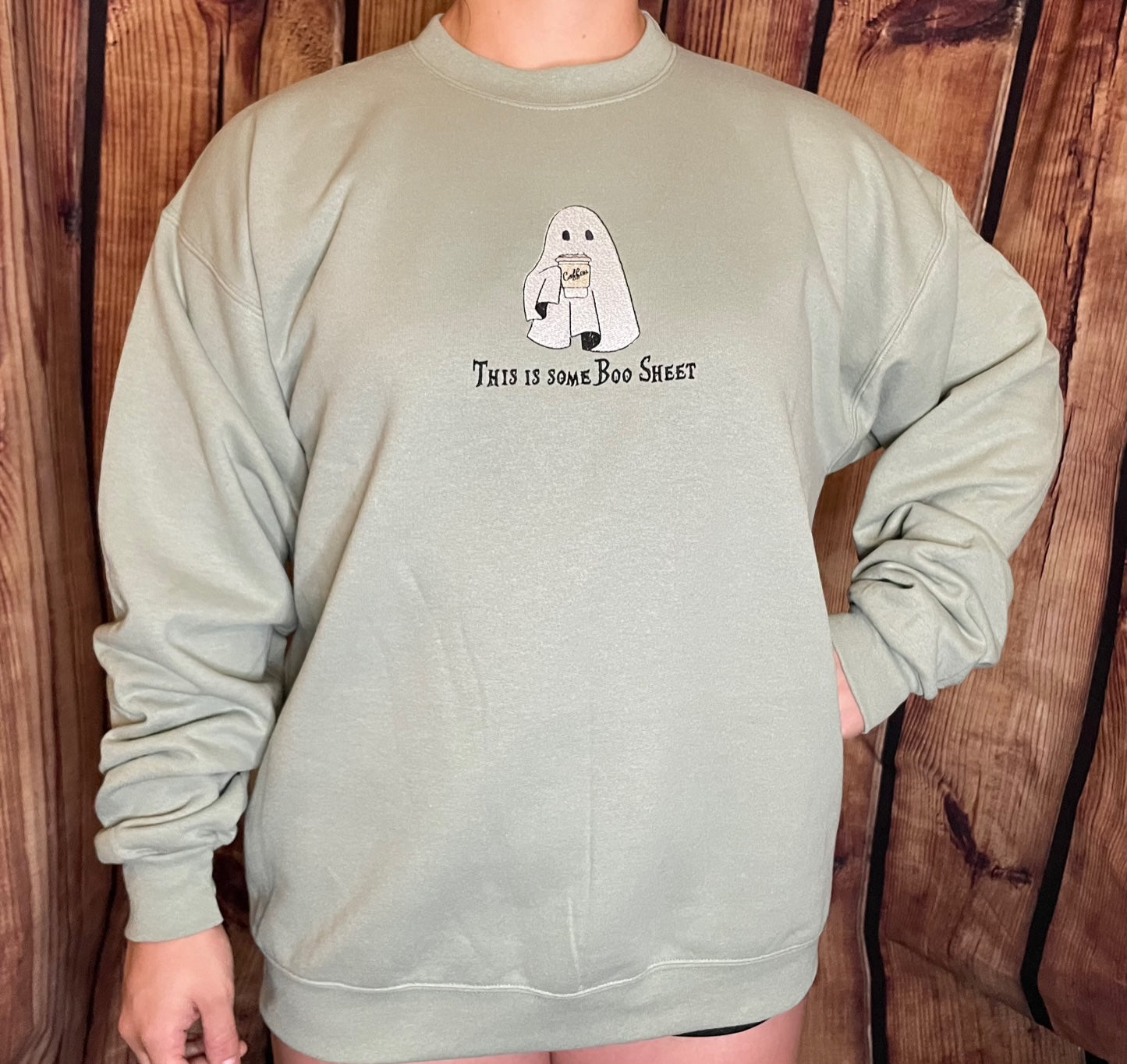 Custom Embroidered This is some Boo Sheet Ghost Halloween Fall Adult Humor Sweatshirt