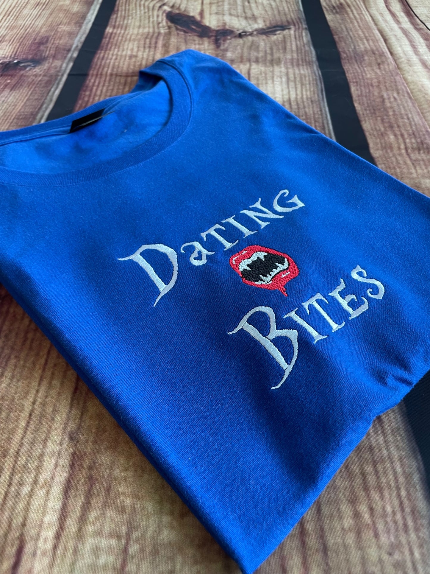 Custom Embroidered Dating Bites Halloween Vampire Adult Humor Tshirt