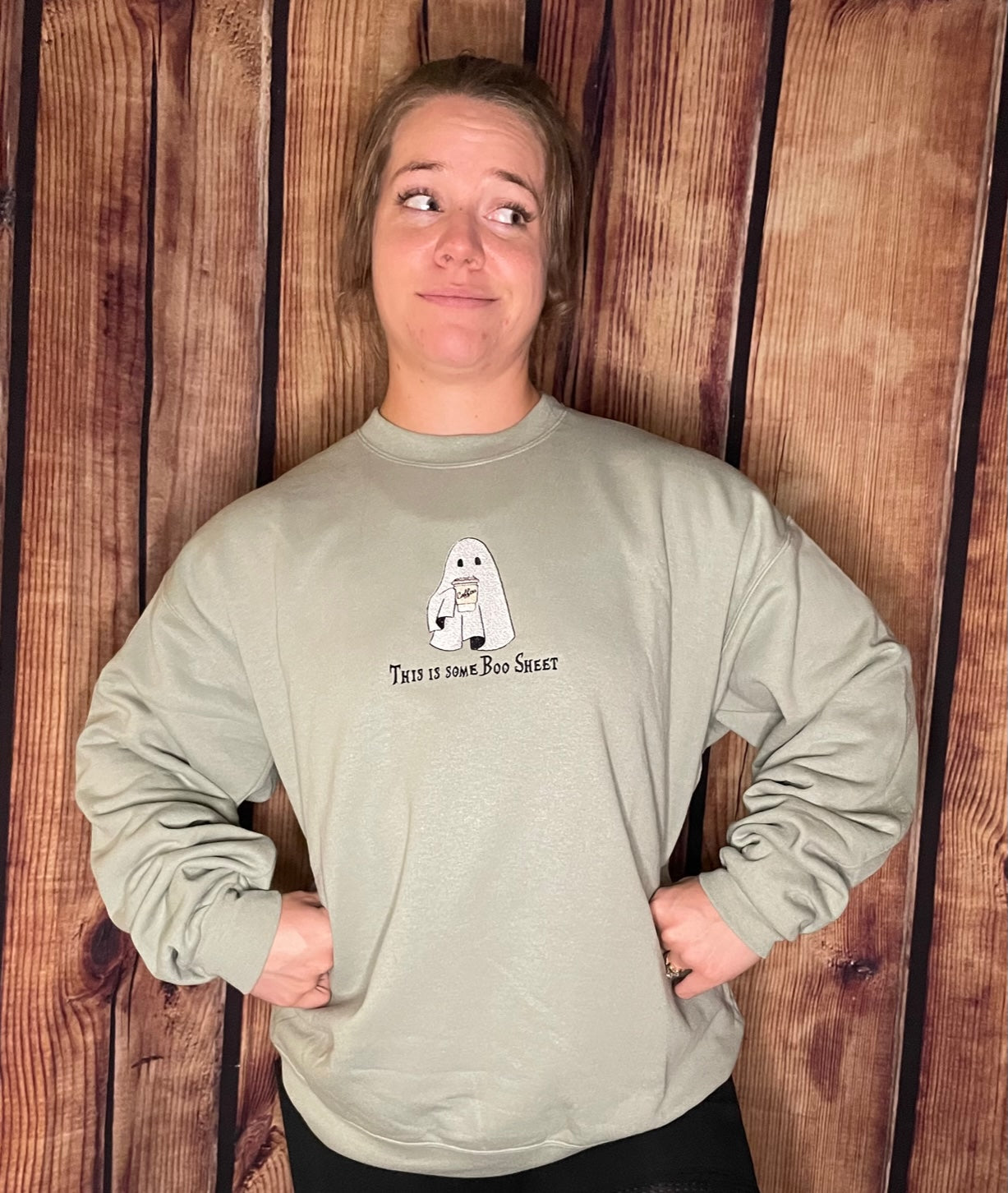 Custom Embroidered This is some Boo Sheet Ghost Halloween Fall Adult Humor Sweatshirt